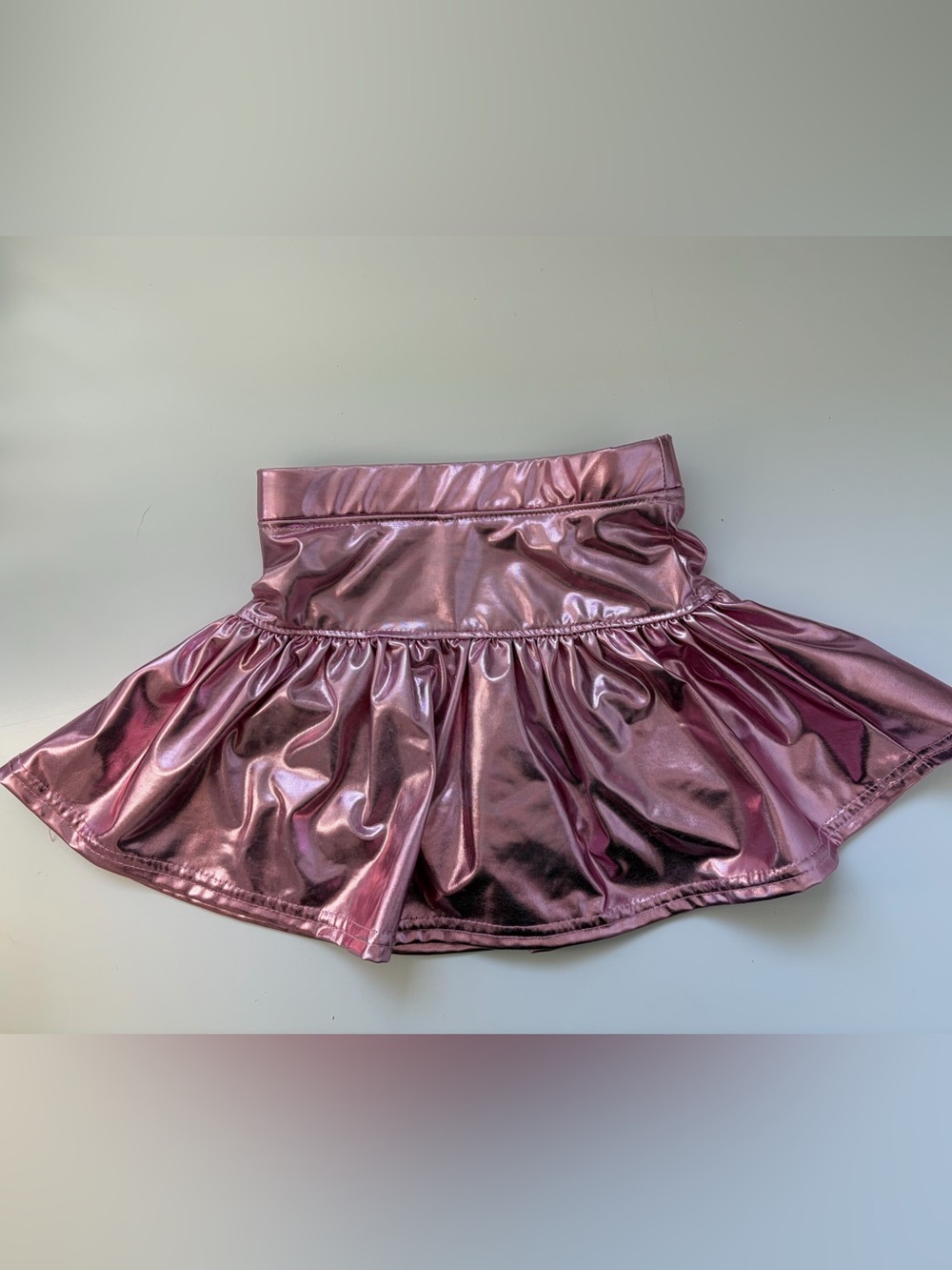 Girls' Metallic Rose Pink Skort with Flared Hem